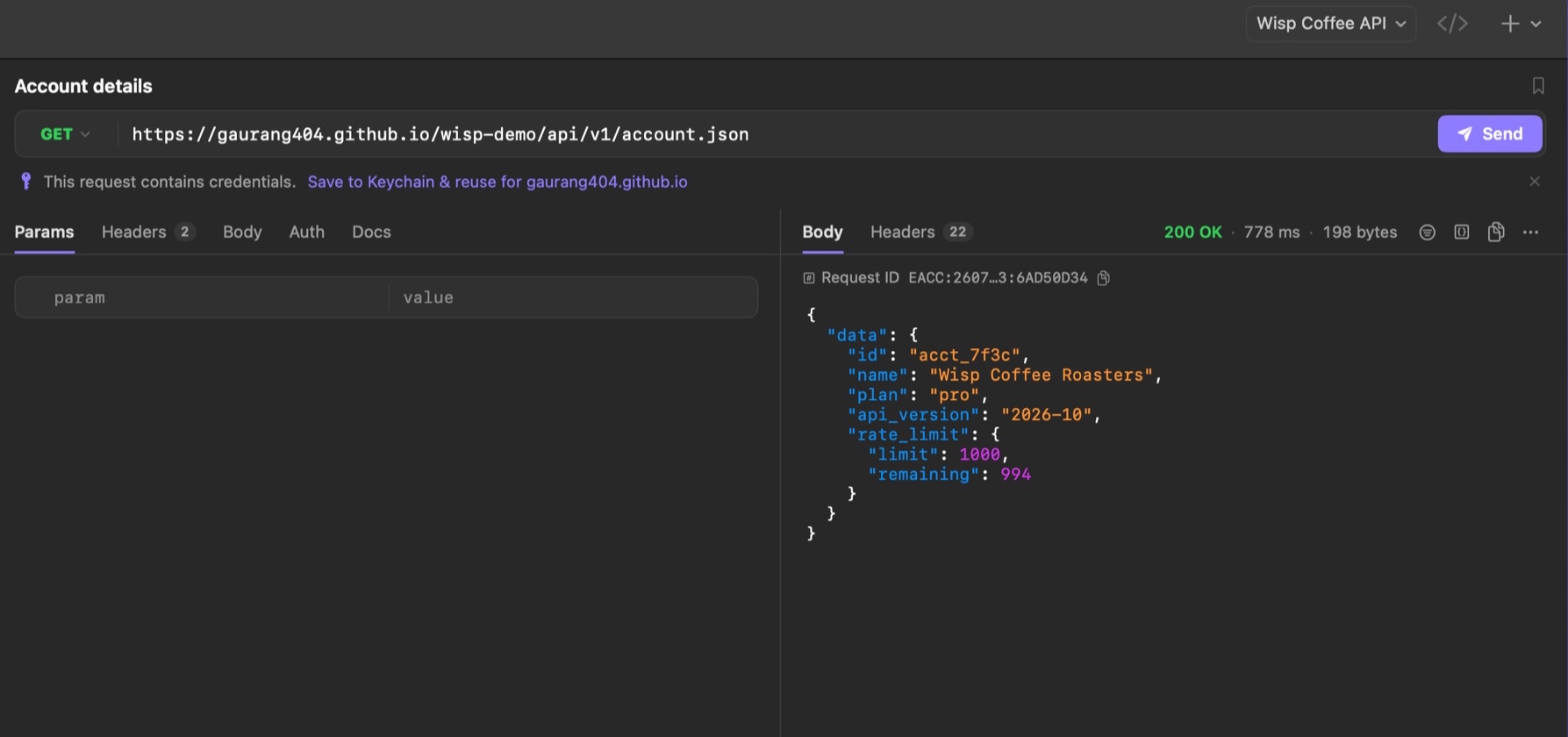 Wisp offering to move a pasted API key into the Keychain